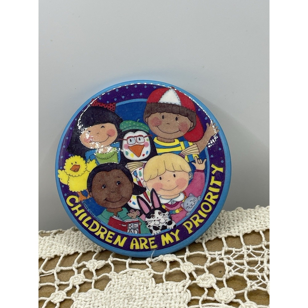 Teachers Educational Brooch Pin Children are my Priority Kids Diversity Vintage